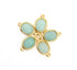 Amazonite Faceted Oval Connector Charm, 10mm × 11mm, Gold Plated Brass, Sold As 1 Connector.